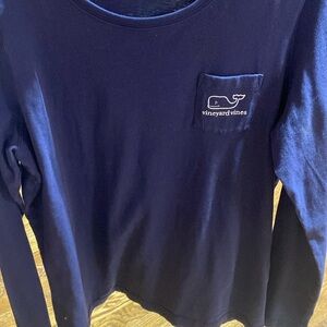 VINEYARD VINES Happy Holidays Whale Long Sleeve T-Shirt Youth Navy Large